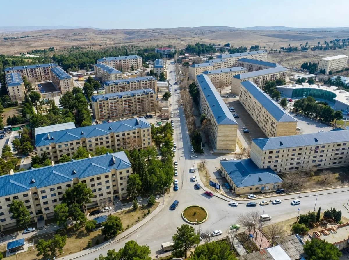Aerial view of the spa town of Naftalan in western Azerbaijan