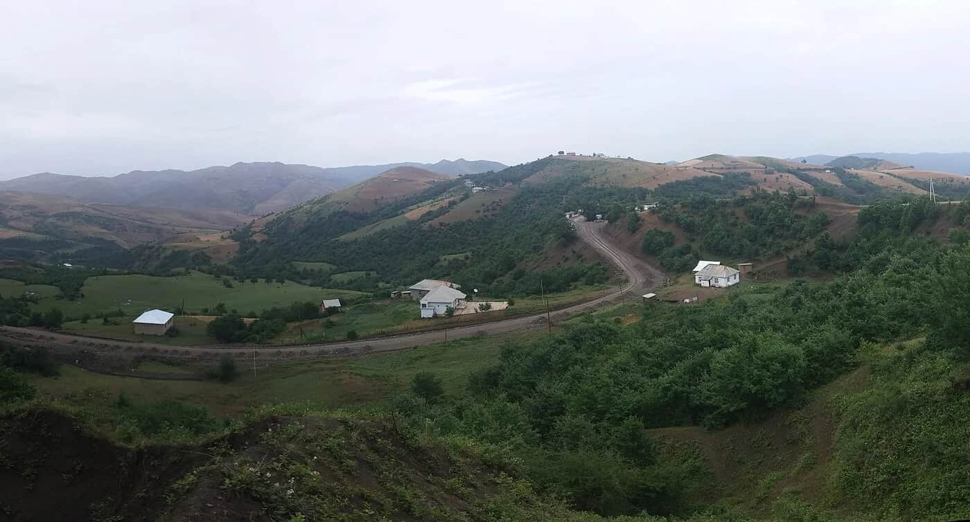 A mountain road winding through the Lerik highlands in Azerbaijan