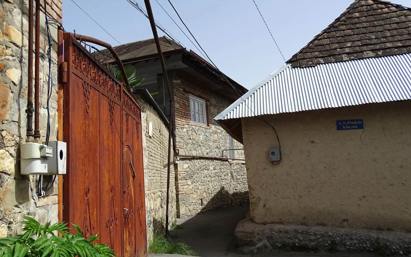 Historic street and houses in Sheki, Azerbaijan