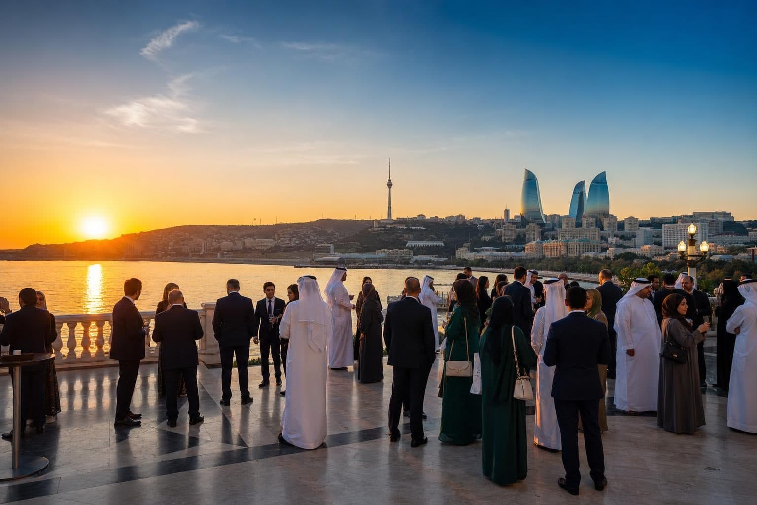 Around 20 GCC corporate guests in business-formal, Baku
