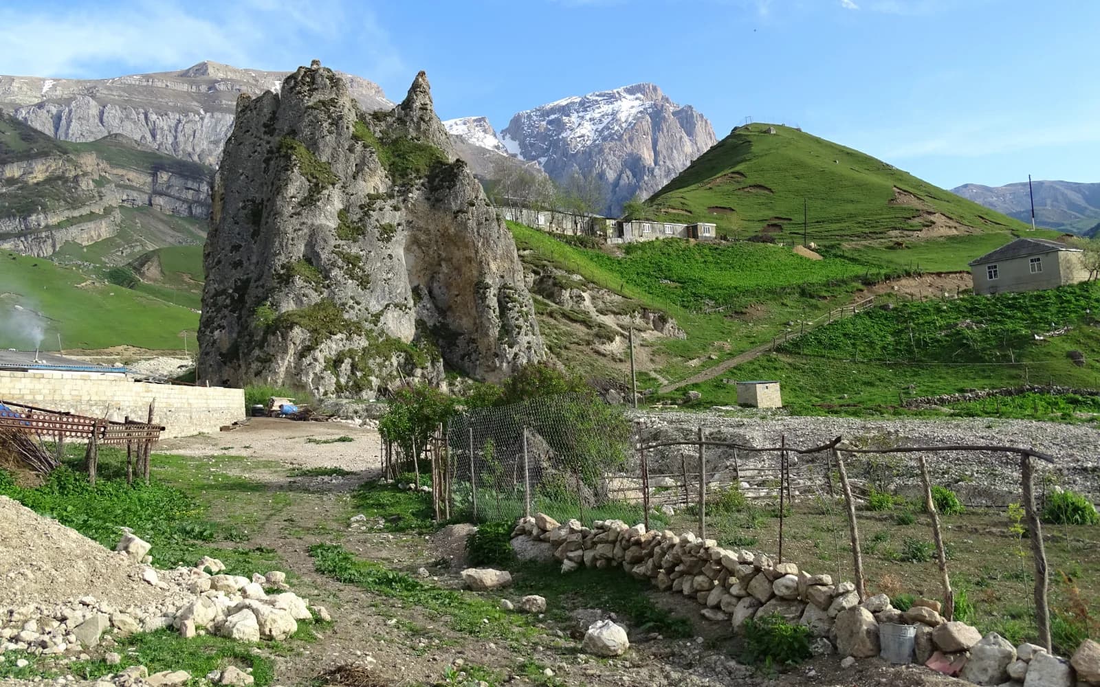 Laza village below the Caucasus Mountains in northern Azerbaijan