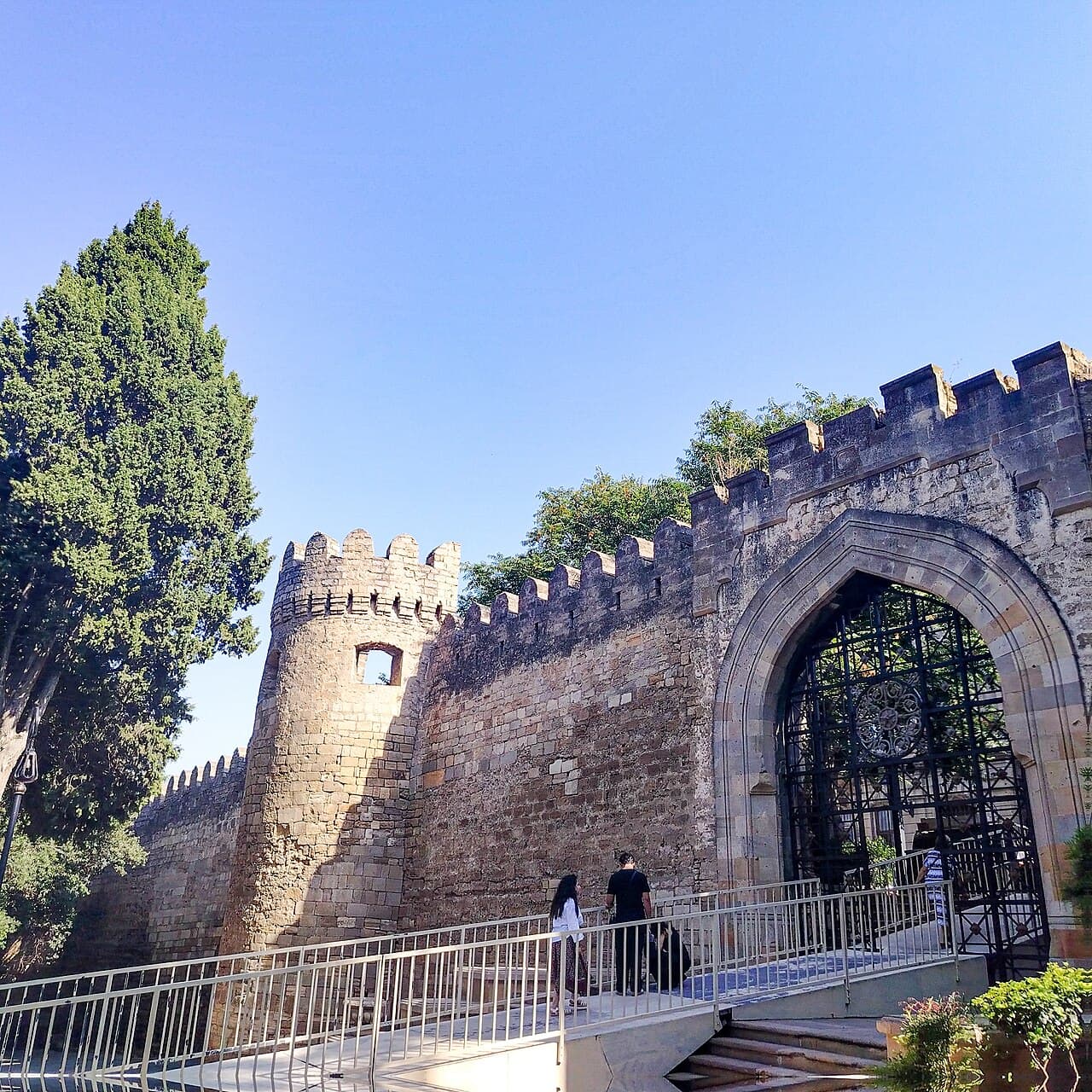 Historic gate and walls of Baku Old City; destination reference