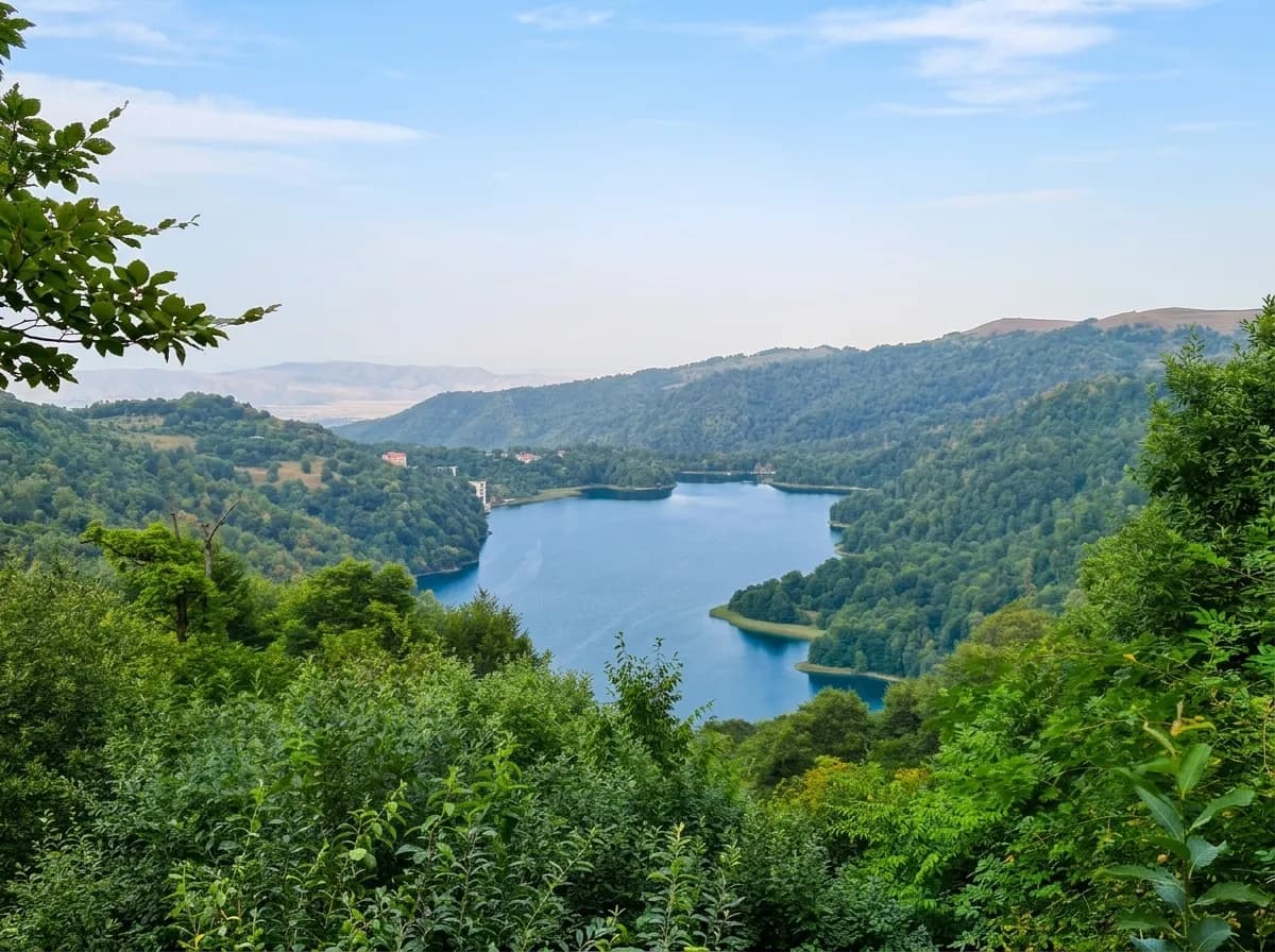 The clear blue alpine water of Lake Goygol below Mount Kapaz