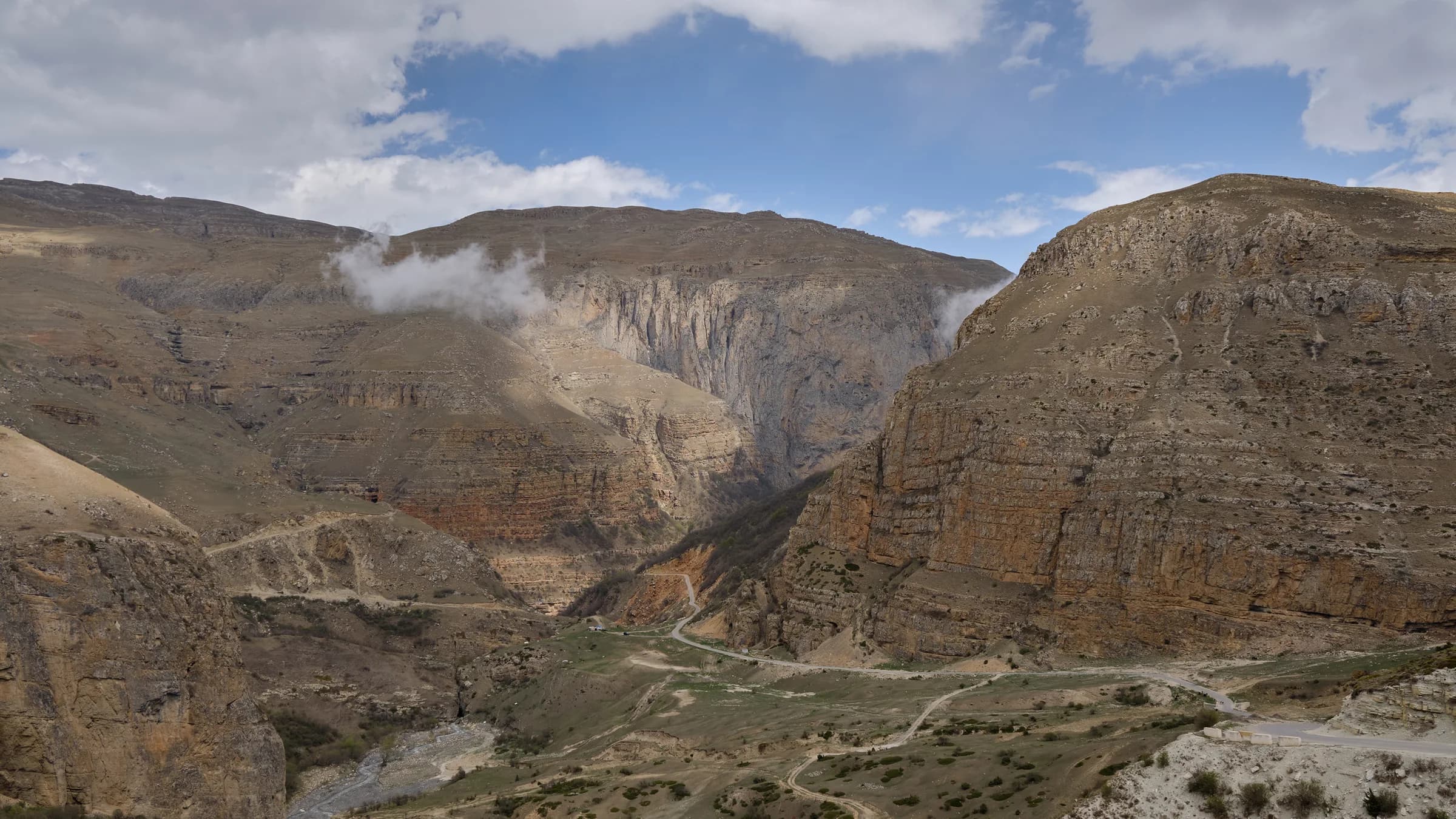 Mountain road to Khinalig in northern Azerbaijan