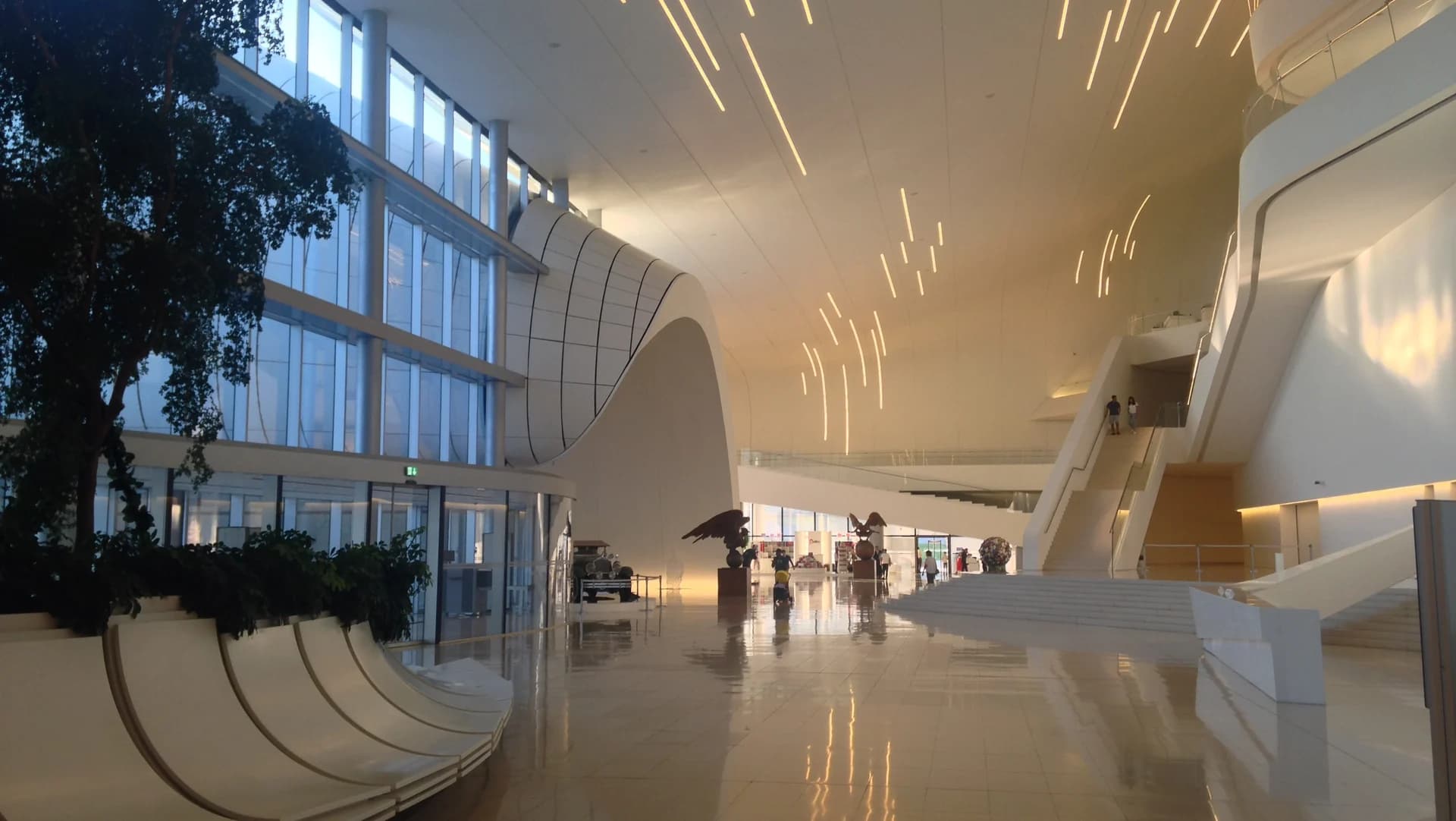 Bright interior hall of the Heydar Aliyev Center in Baku