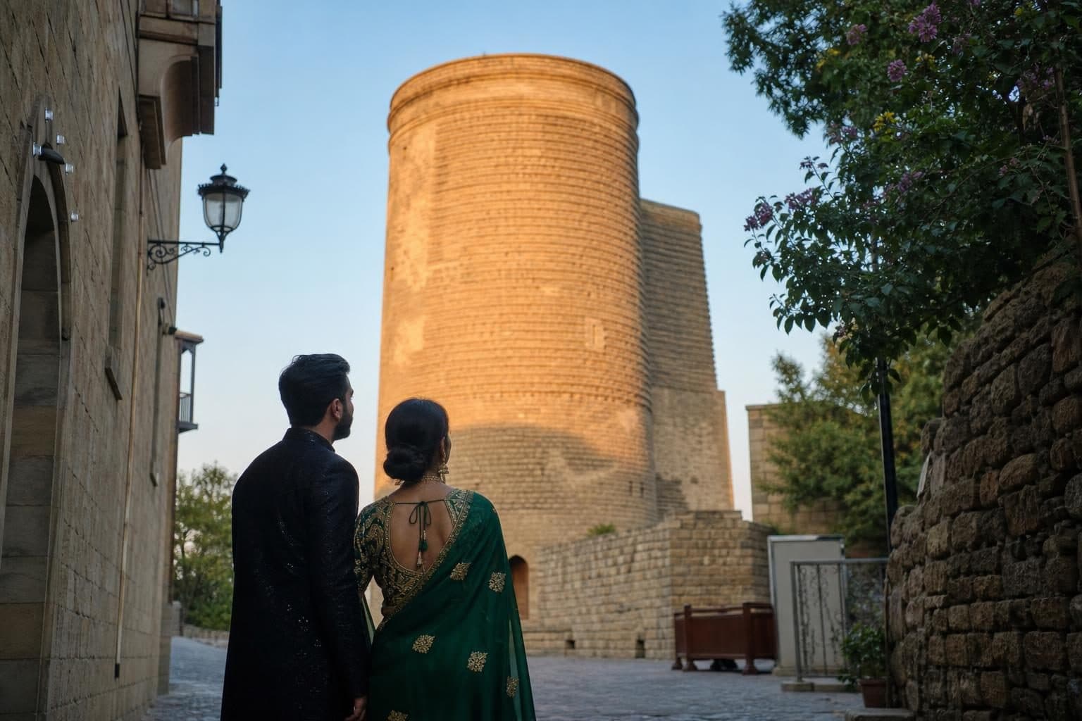 Indian couple, Old City, Baku