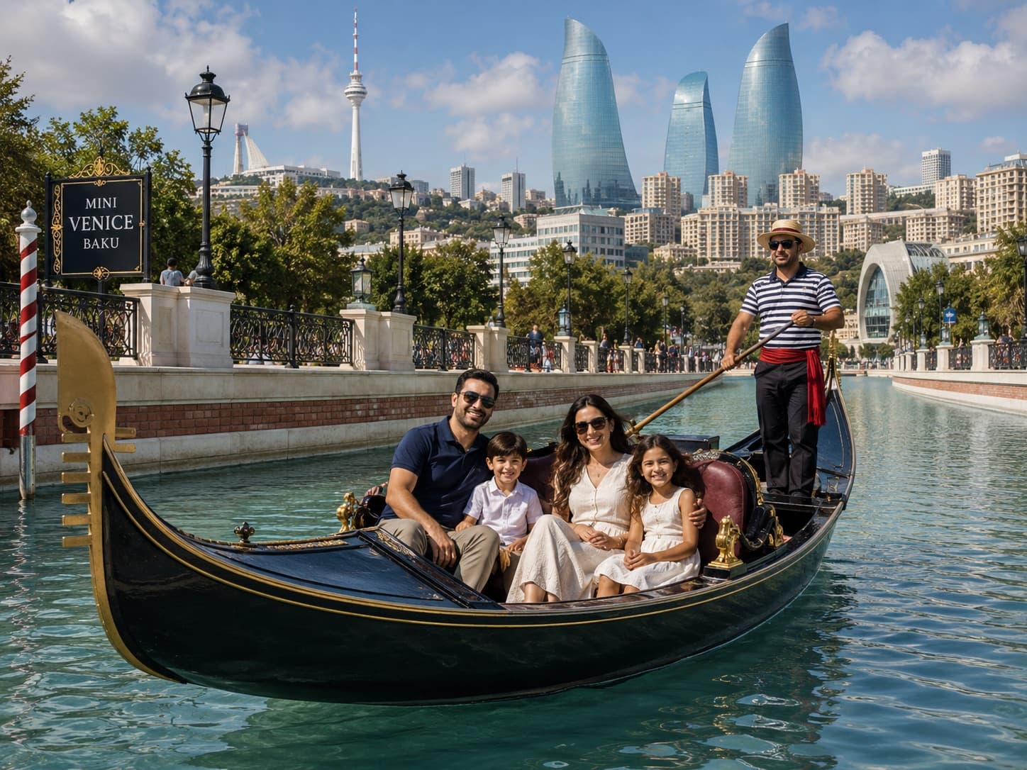 Family of 4 seated, Mini-Venice, Baku