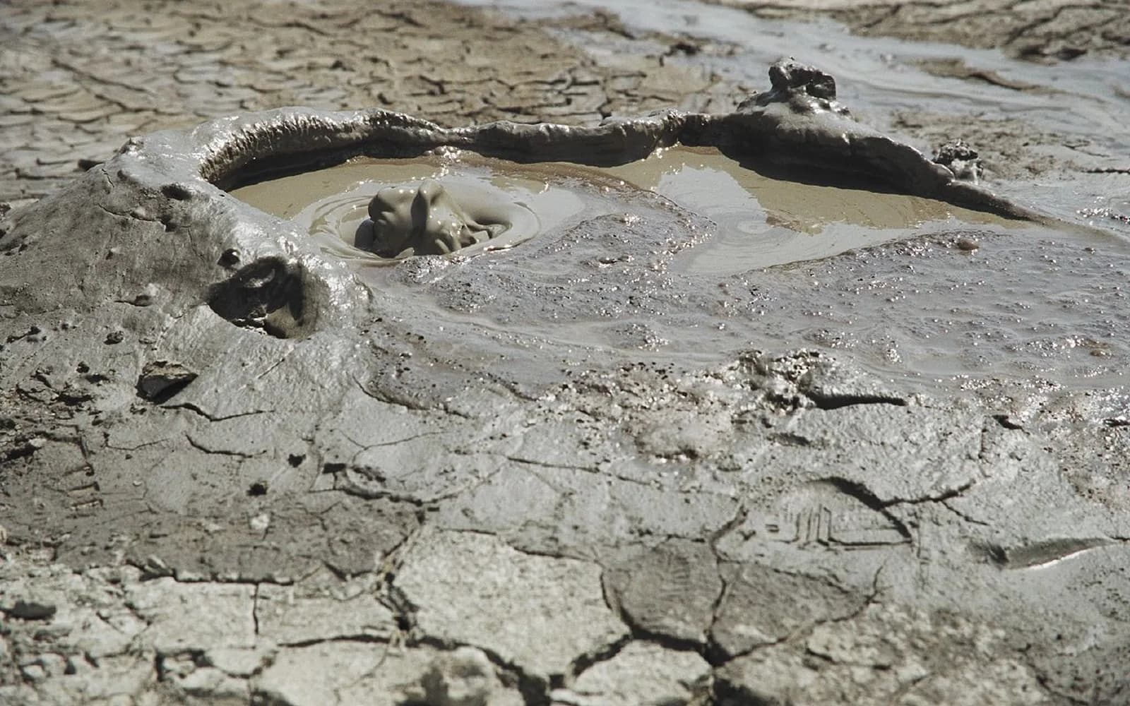 A grey mud-volcano vent in Gobustan