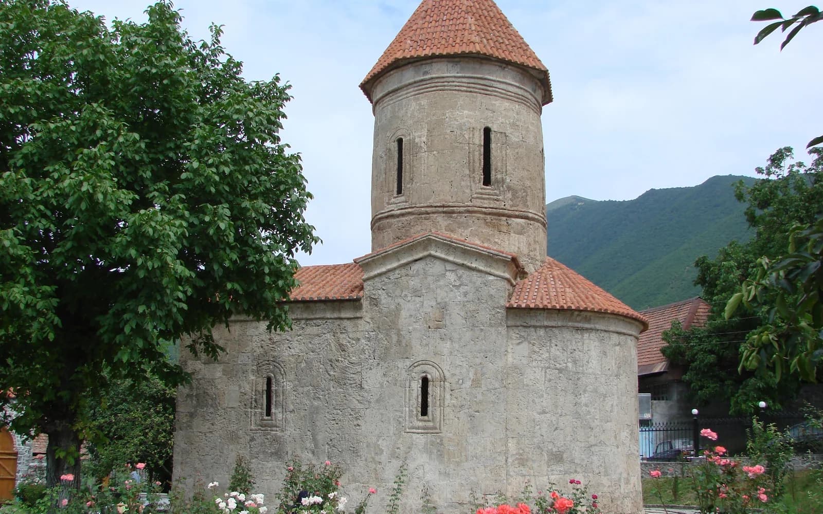 Side view of the Church of Kish in Azerbaijan