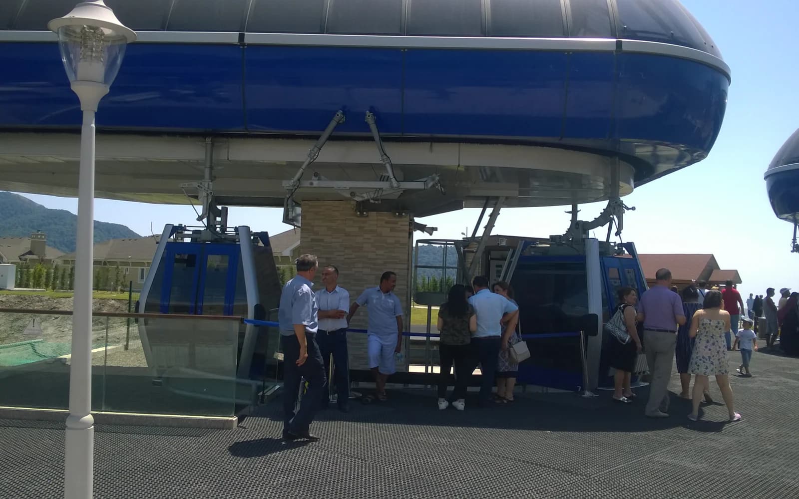 Guests at a Gabala cable-car boarding station