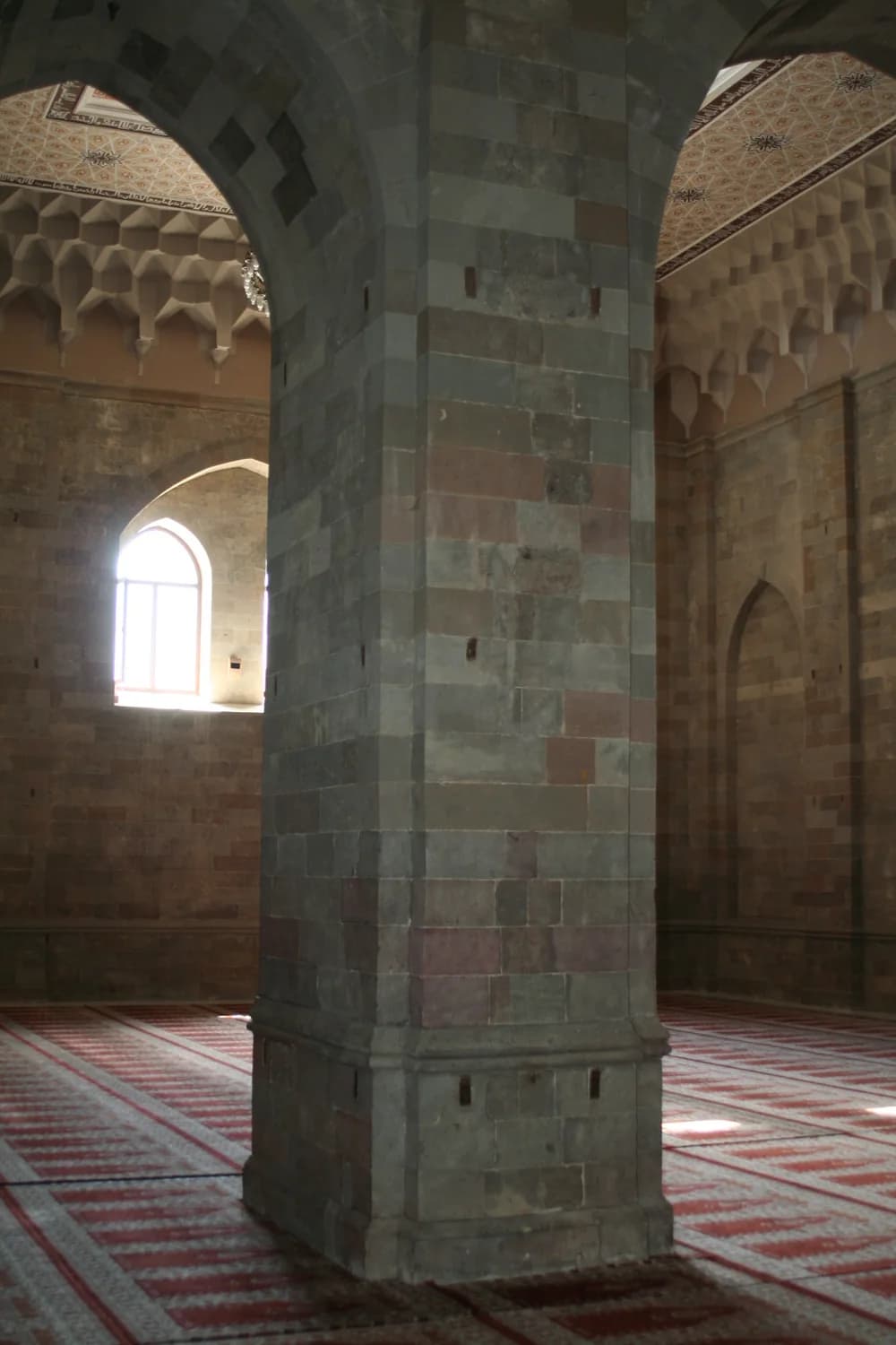 Interior columns and prayer space at the Friday Mosque in Shamakhi