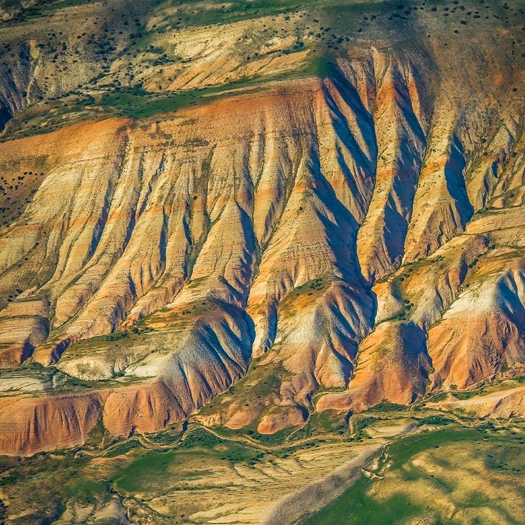 Colourful ridges of the Candy Cane Mountains in Khizi