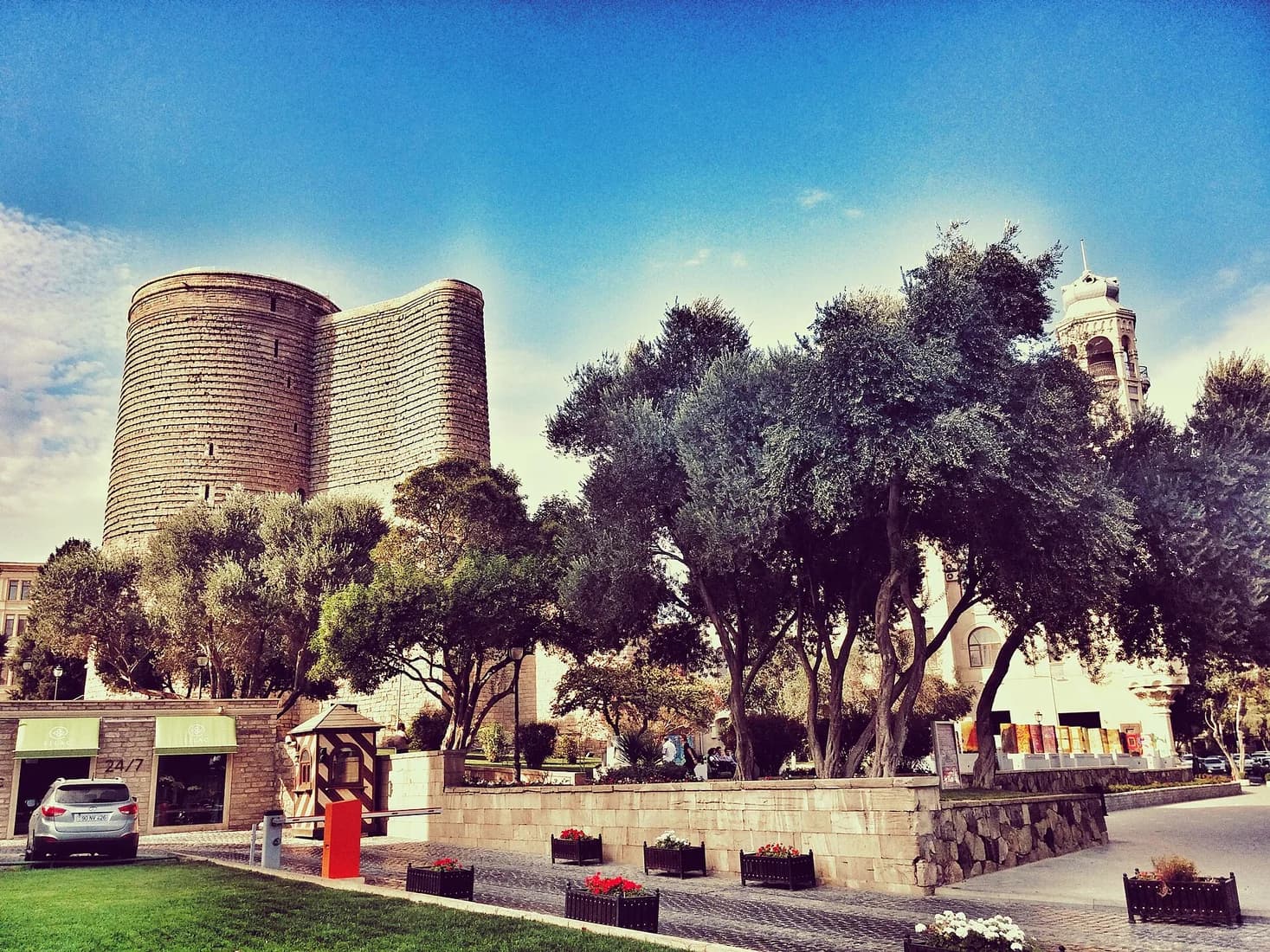 Maiden Tower and the surrounding Baku Old City streetscape
