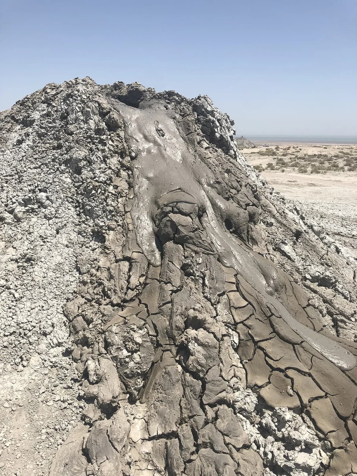 Mud flowing down a cone in Qobustan