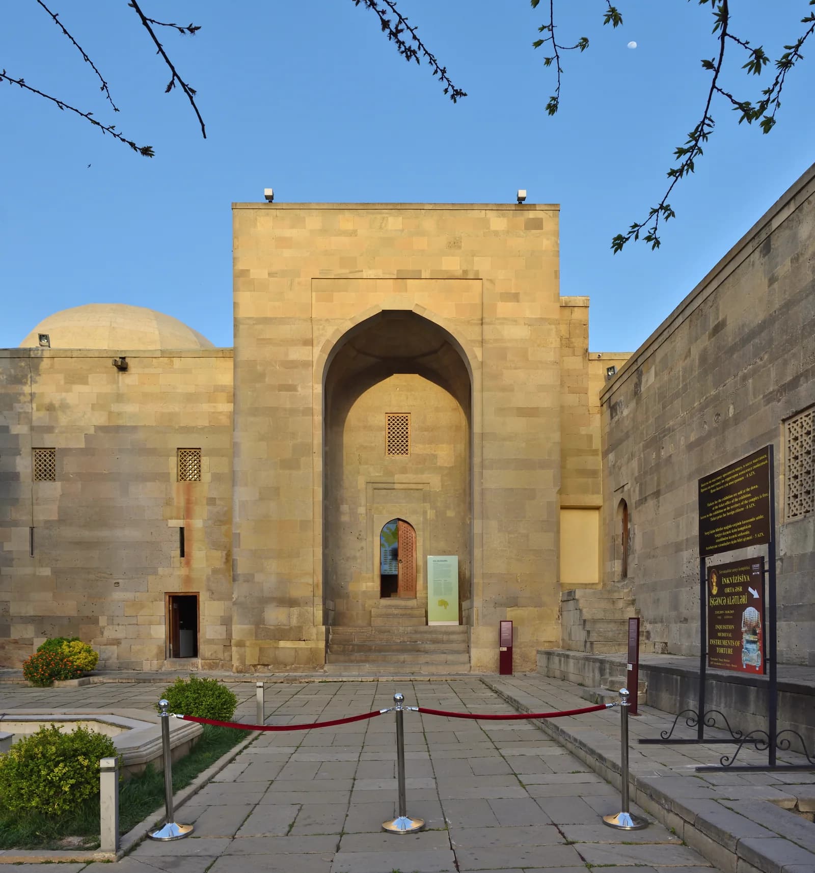 Stone entrance and courtyard at the Palace of the Shirvanshahs in Baku Old City