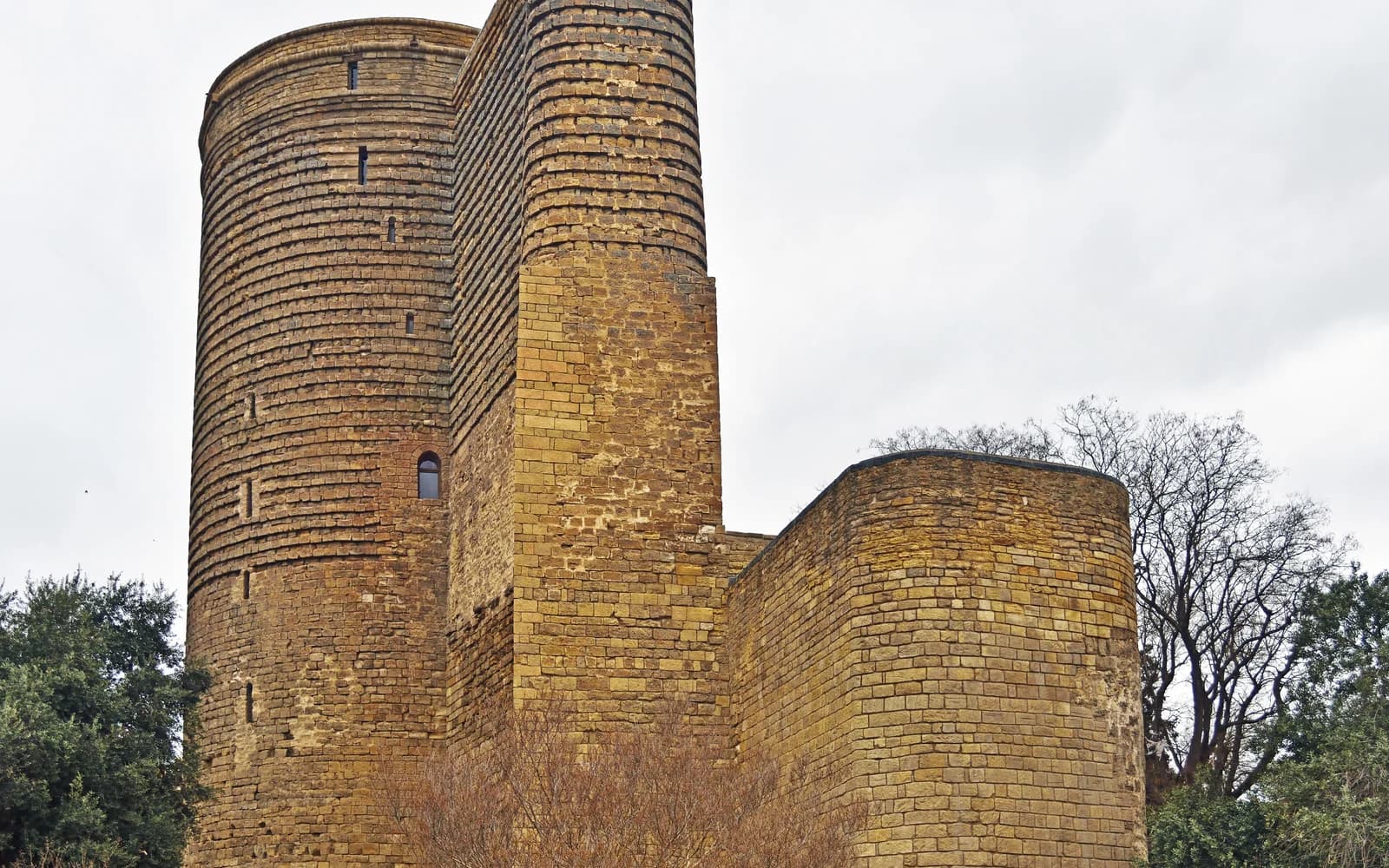 Stone walls of the Maiden Tower in Baku Old City