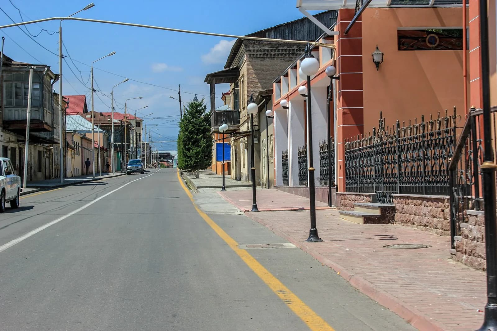 Street and houses in Qırmızı Qəsəbə, the Red Village near Quba