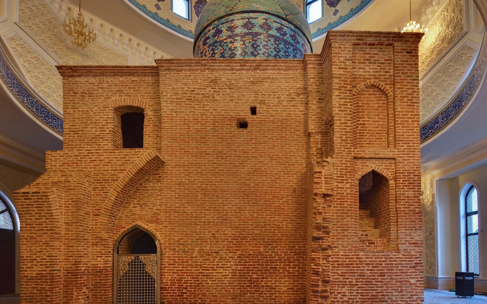 Brick and tile details inside the Imamzadeh complex in Ganja