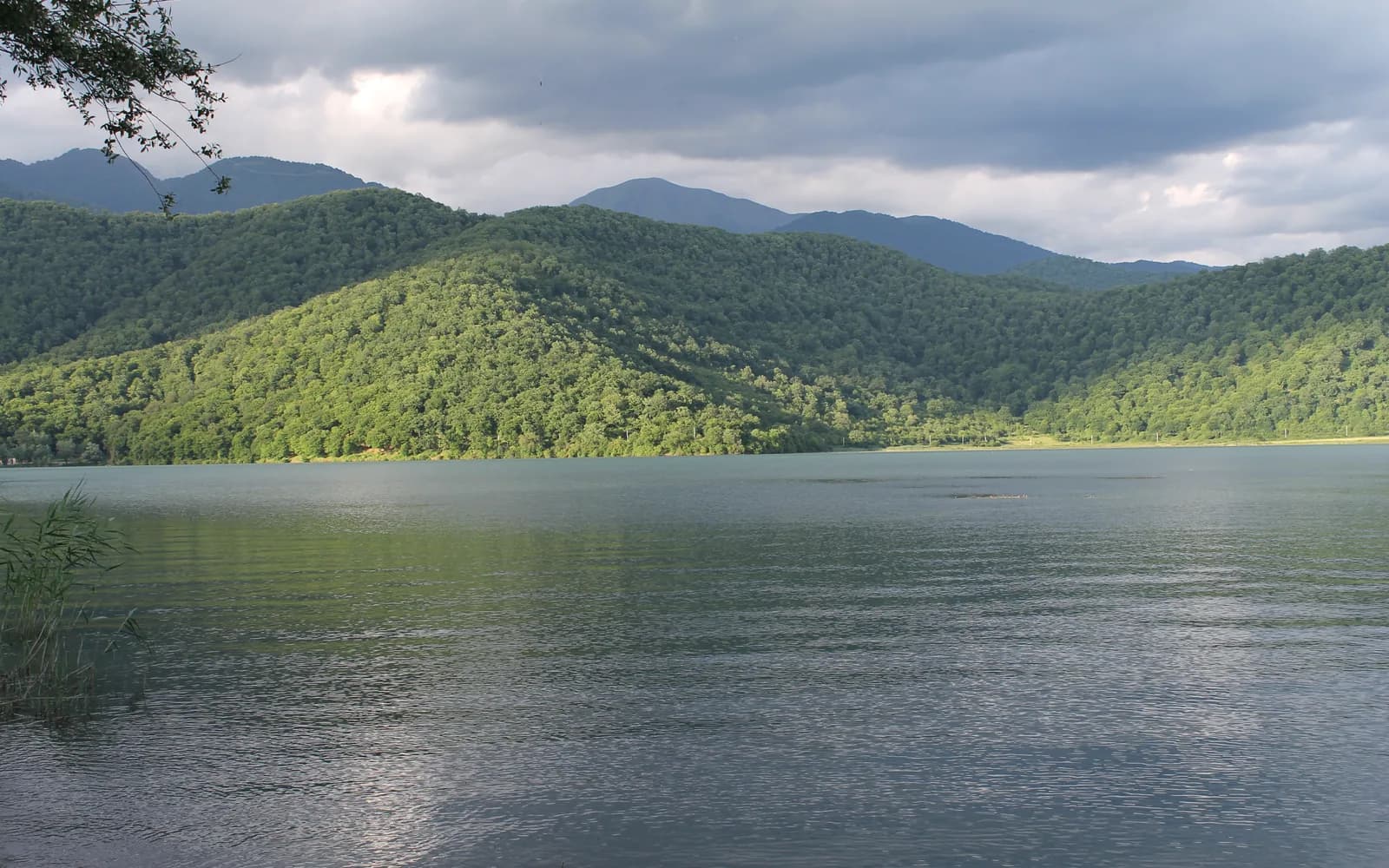 Lake and forested mountains in the Gabala region
