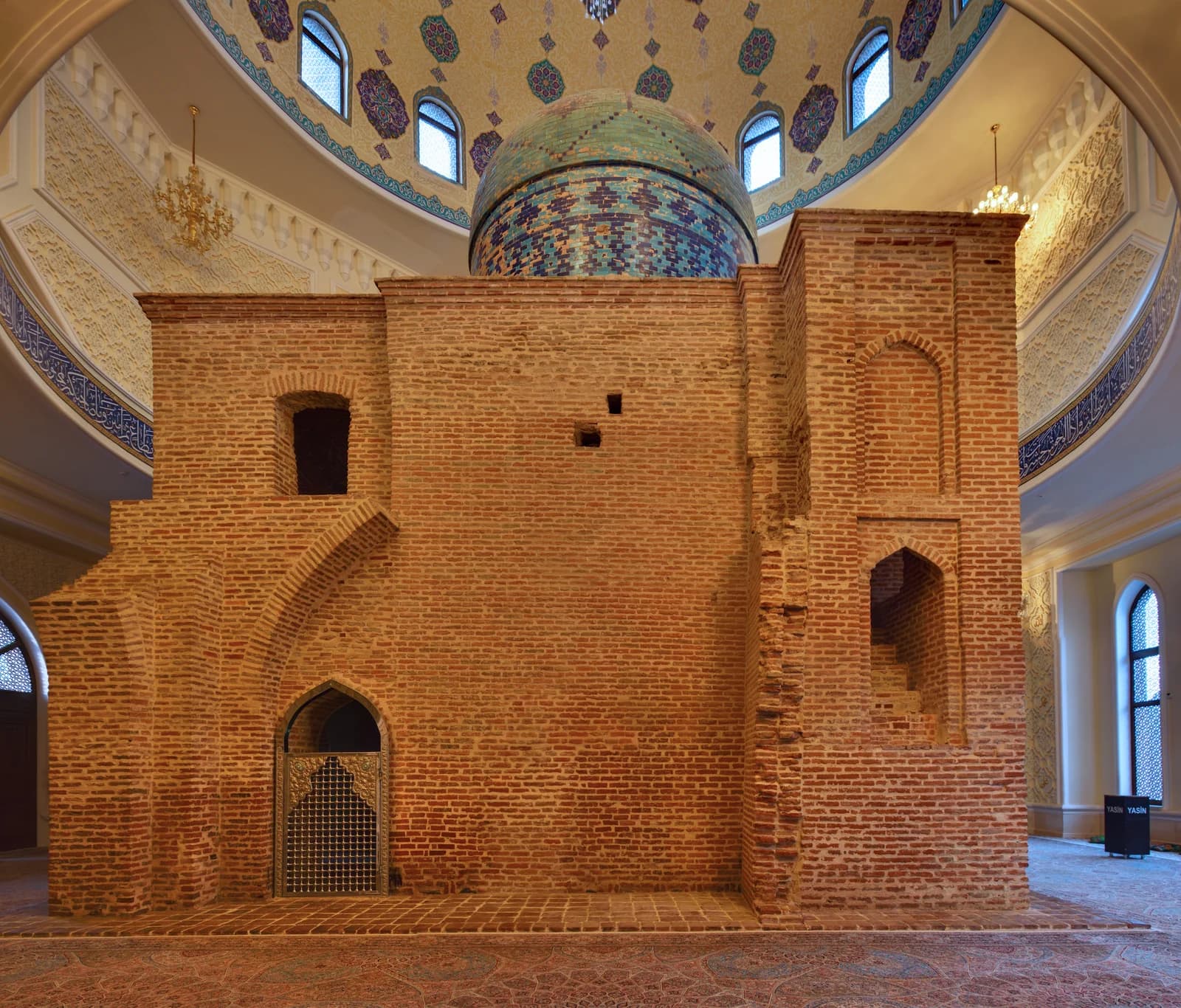 Brick and tile details inside the Imamzadeh complex in Ganja