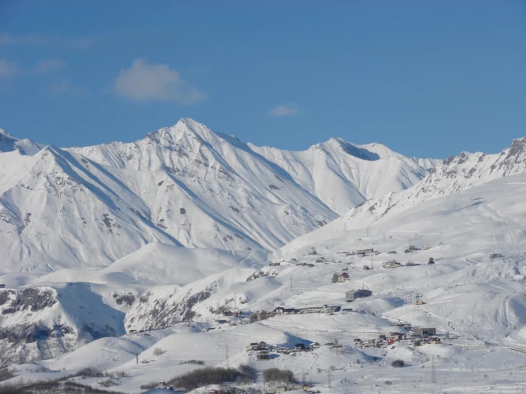 Winter mountain scenery near Gudauri in Georgia