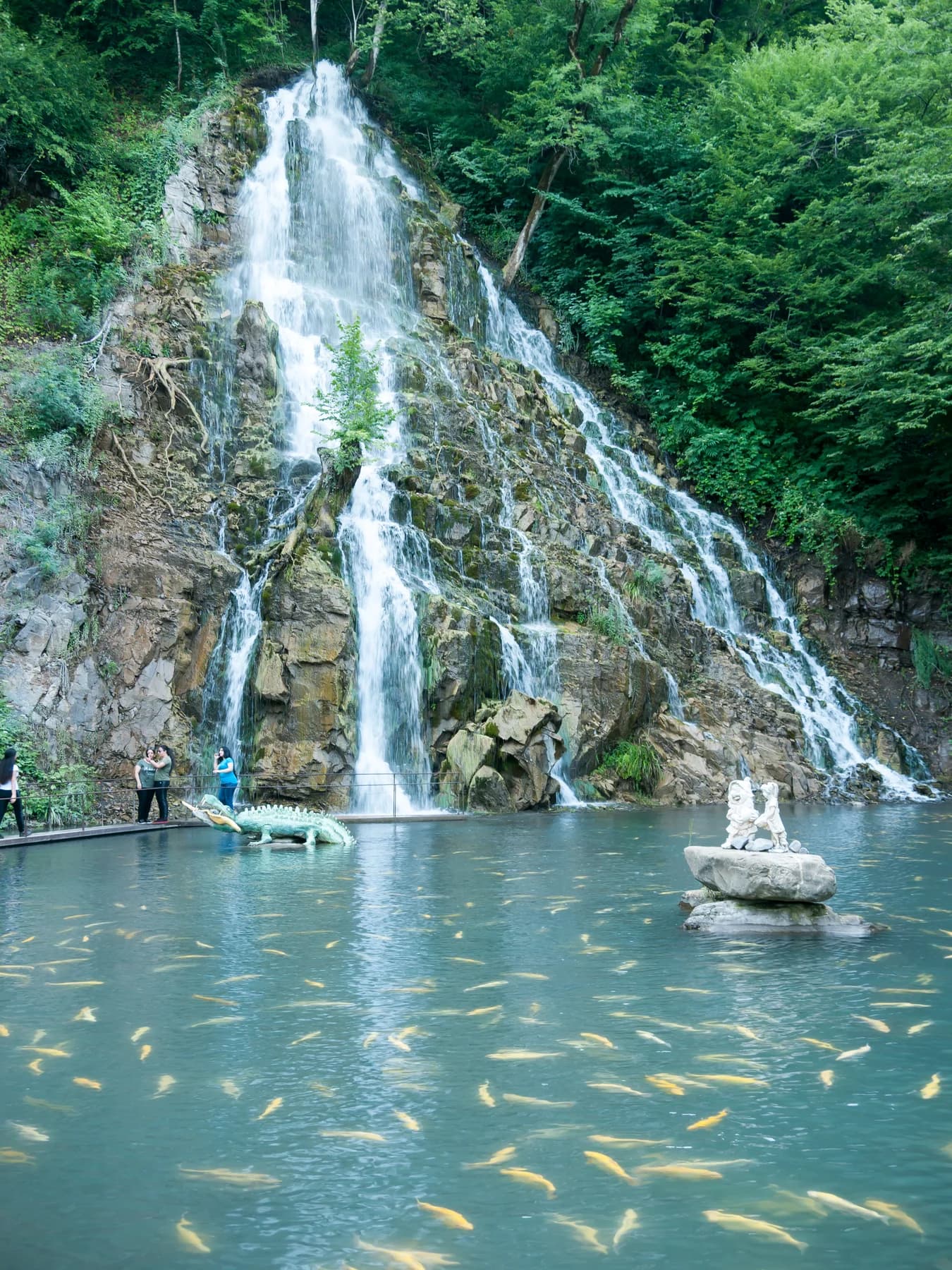 Khalkhal waterfall and its pool in Oghuz