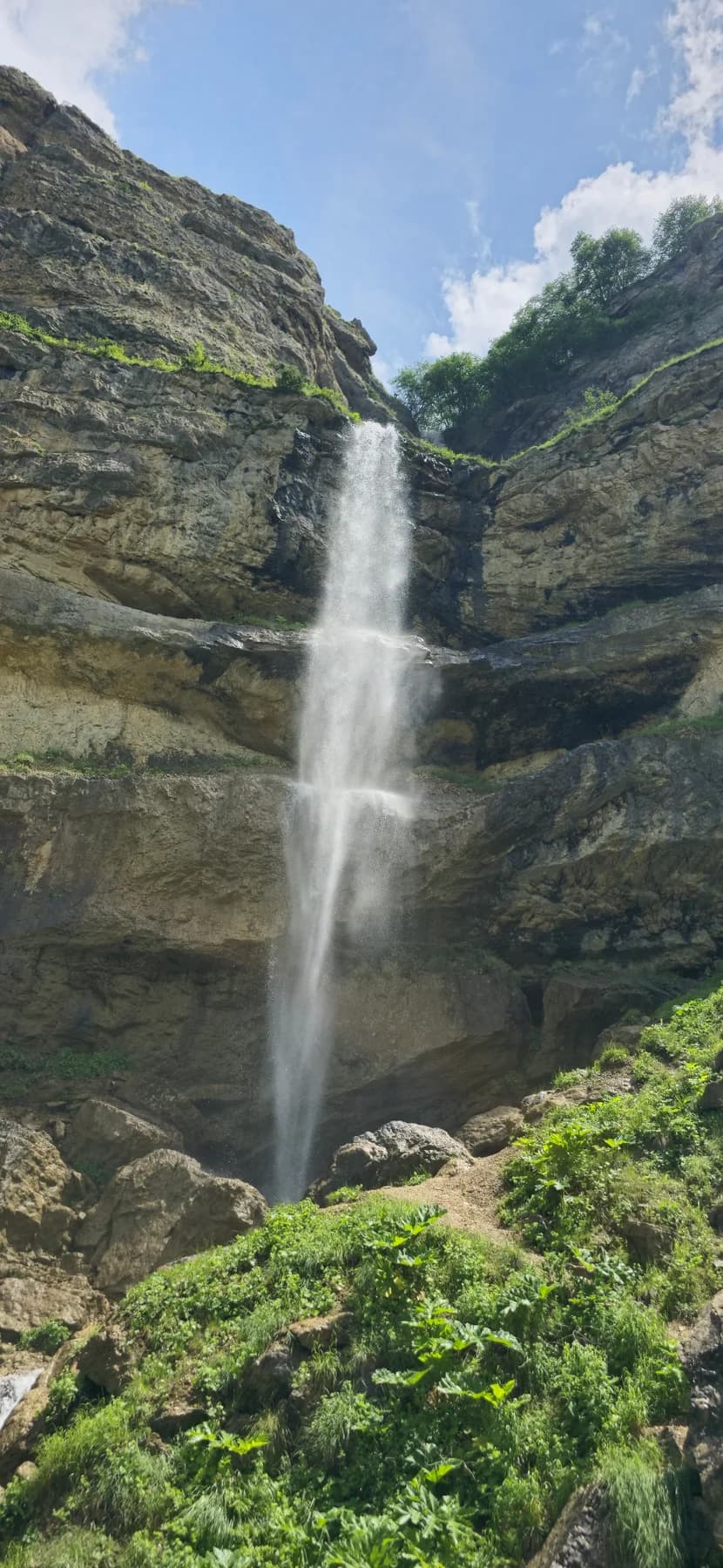 A waterfall in the mountain village of Laza near Qusar