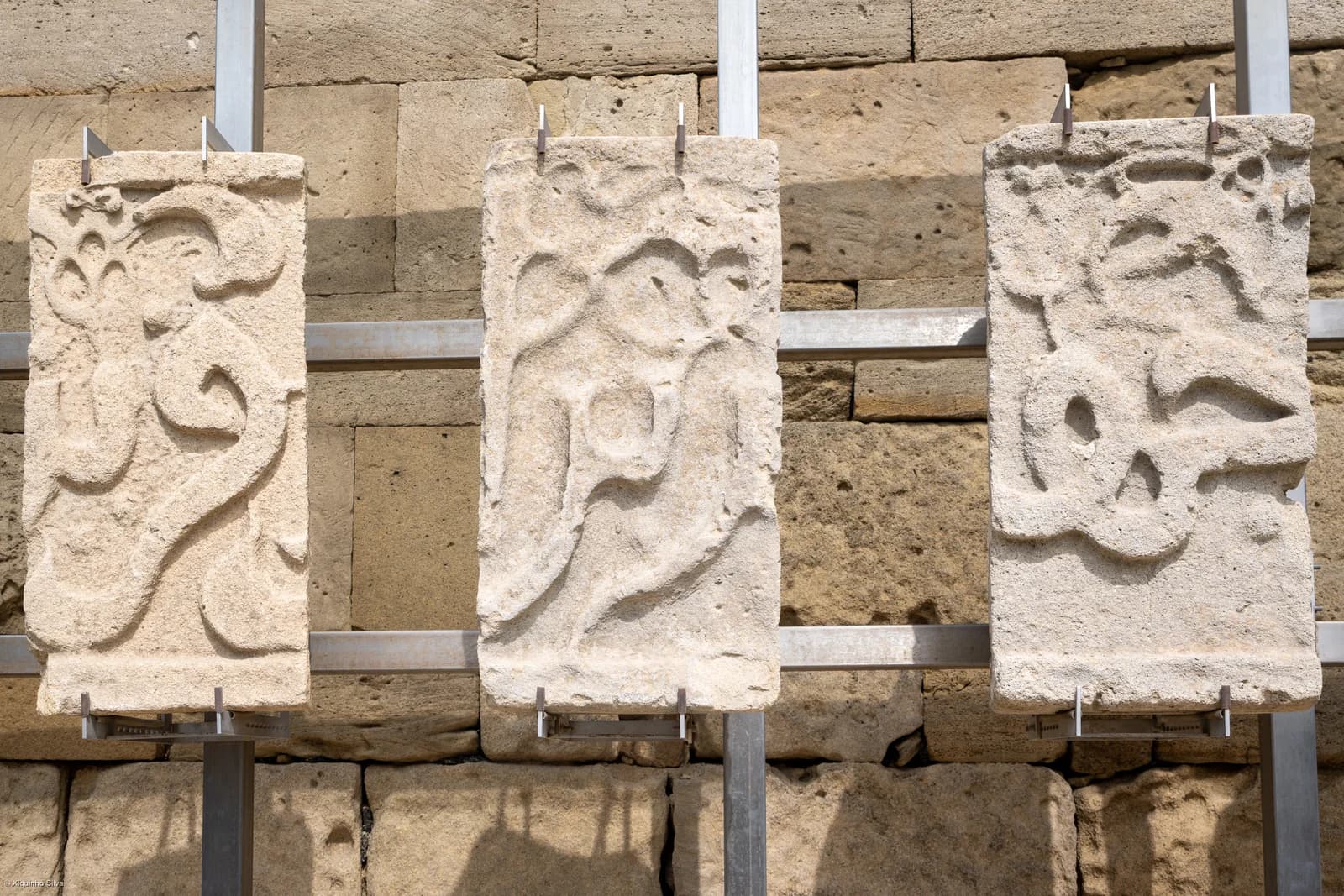 Historic stonework in the Palace of the Shirvanshahs complex, Baku