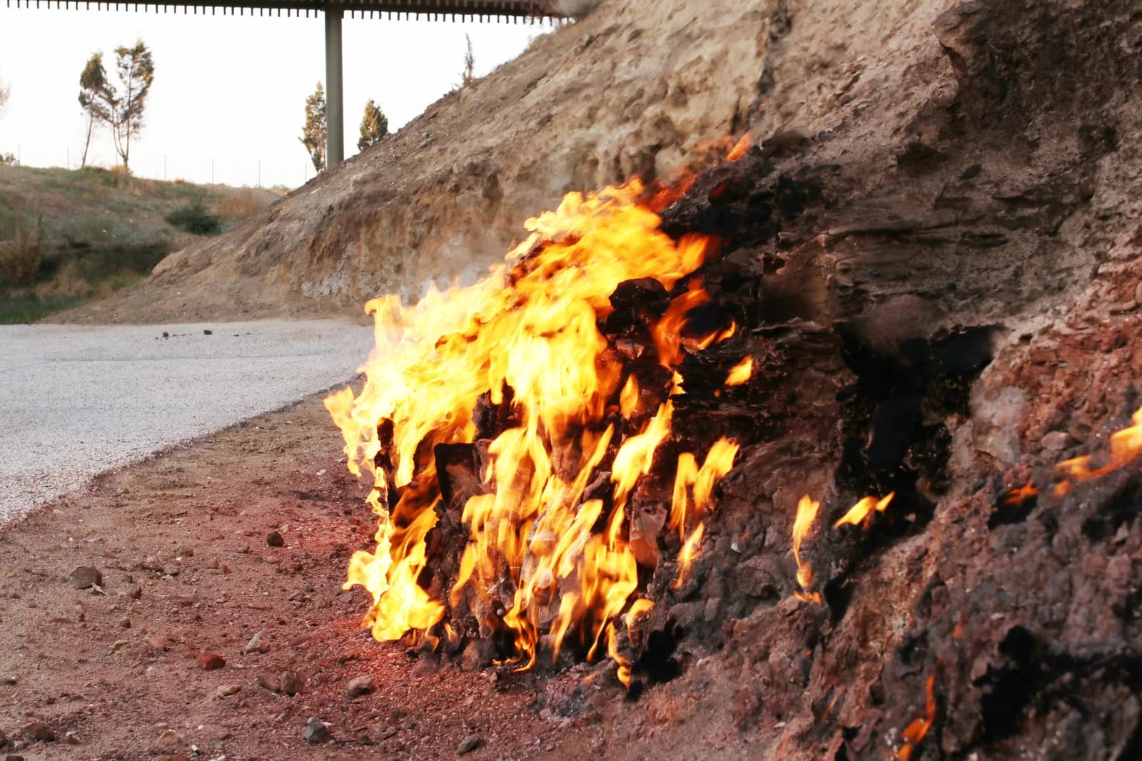 Natural flames at Yanar Dag on the Absheron Peninsula
