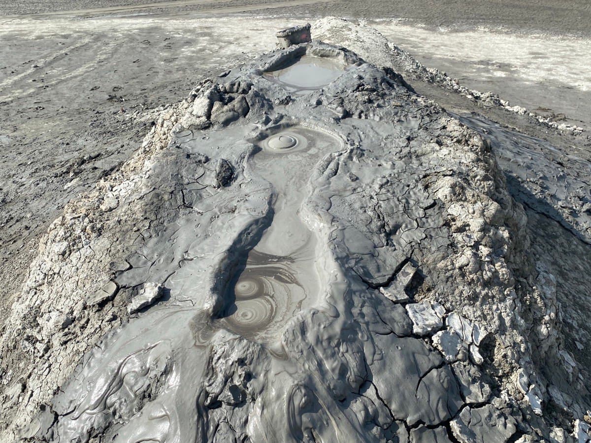 Bubbling mud volcanoes near Gobustan, Absheron Peninsula