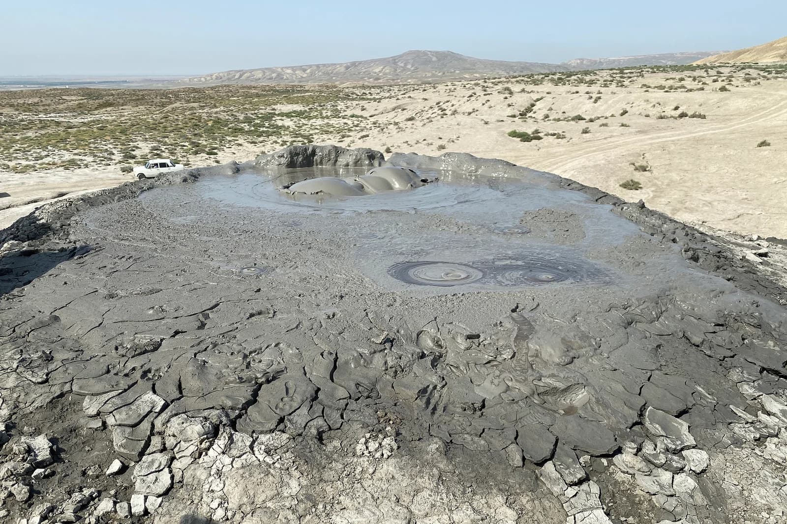 A mud volcano crater in the Gobustan area