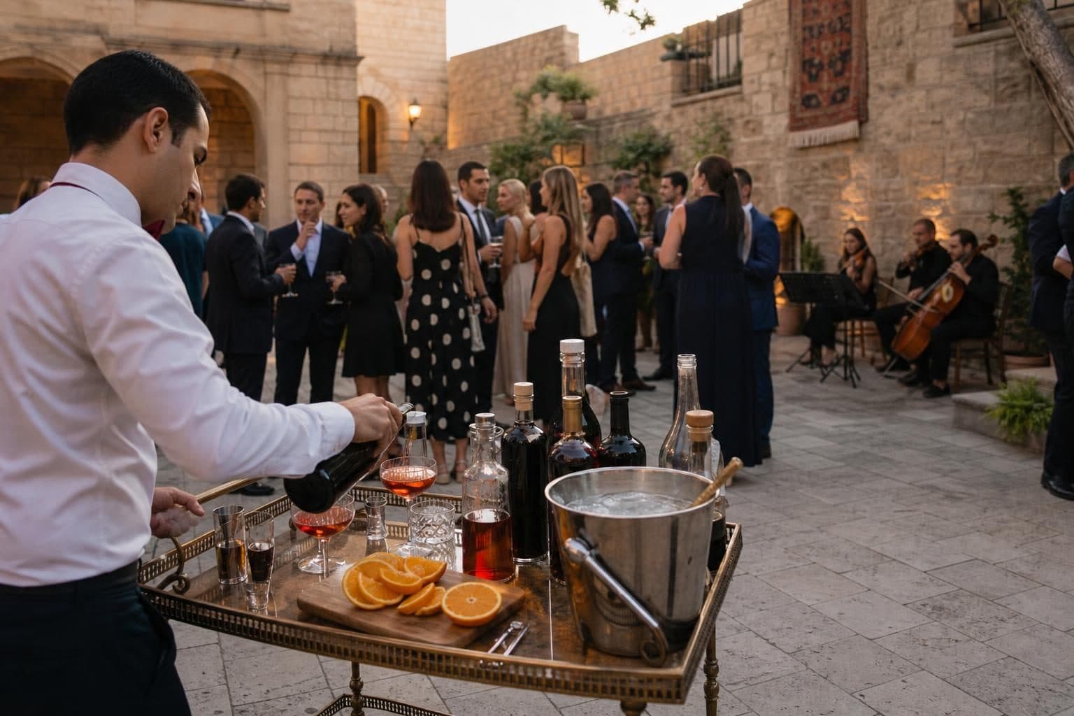 Negroni cocktail station, Old City, Baku